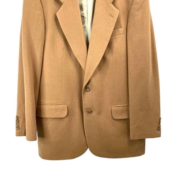 Oscar De La Renta wool cashmere blend suit jacket blazer Sz 44L camel caramel - Picture 6 of 10